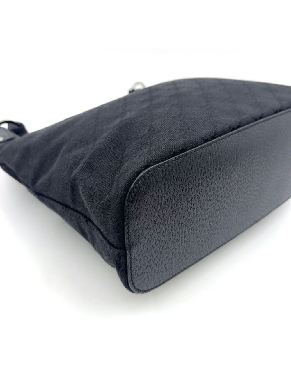 ★SOLD★ Gucci GG Canvas Semi Leather Black Shoulder Bag Silver - Picture 13 of 15